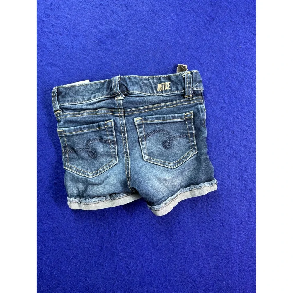 Kidcore Girls Justice Denim Cuffed Shorts 8 Slim Dark Blue